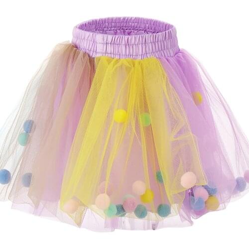 2021 Girl Clothes Infant Tutu Skirt Pom Mulity Colorful Tulle Pom Princess Mini Dress Children Clothing Pettiskirt Girls Cloth