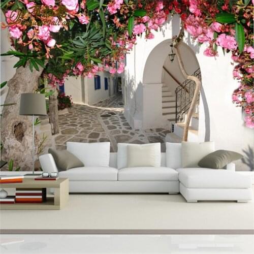 3d three-dimensional nature landscape green wallpaper space extension wallpaper living room TV sofa background pastoral fresco