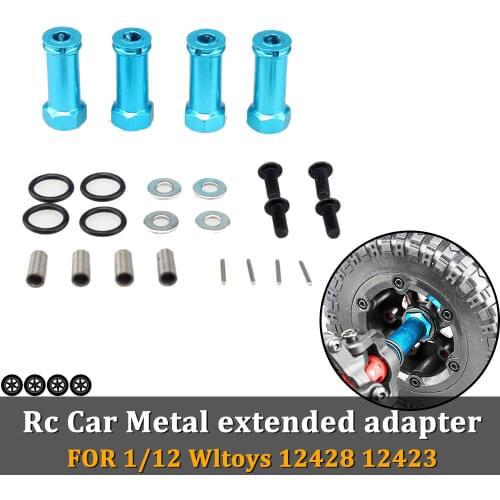 4pcs Metal 12mm Wheel Hex Hub Drive Adaptor Extended 29mm Extension for 1/10 1/12 RC Car Wltoys 12428 12423 FY-03 Axial SCX10