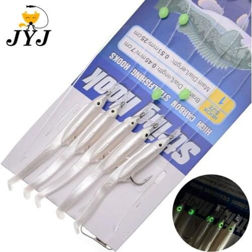 5hooks/bag High Quality Carbon Steel Mackerel Feathers Bass Cod Lure Sea Fishing 5 Fishing Hook Treble Bait Fishing Wire No.1/0