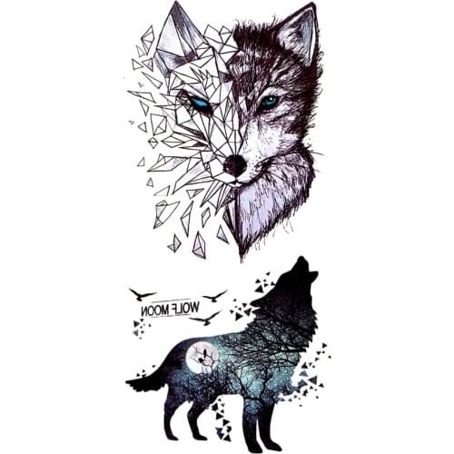 5pcs Mysterious wolf Waterproof Temporary Tattoos Men Fake Tattoo Body Art Maquiagem The Flash Kids Tatoo Stickers Cheap Stuff