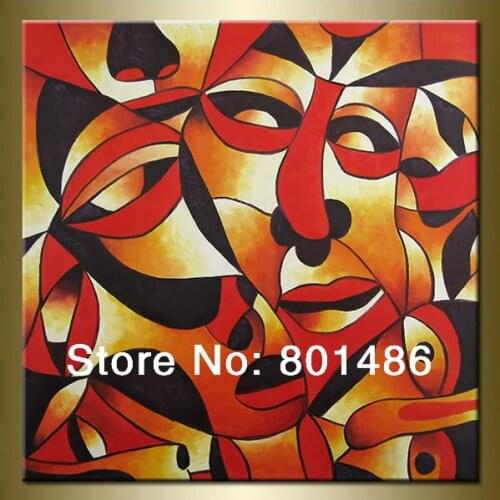 Free shipping! 100% handmade red abstract paintings faces for modern home decor wall of best quality