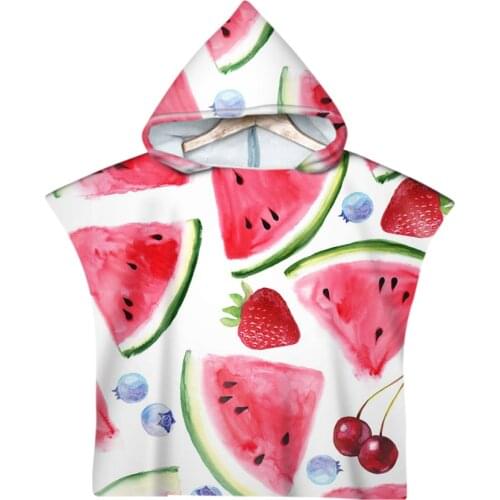 Free shipping Novelty Gift Watermelon Strawberry Blueberry Baby Kids Hooded Towel Pool Bath Beach Poncho Towel Cape