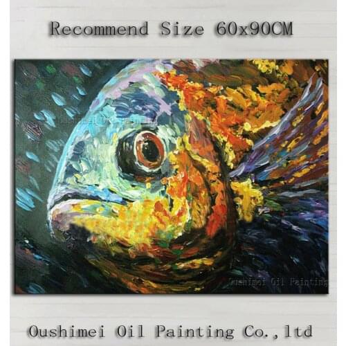 Free Shipping High Quality Abstract Animal Fish Oil Painting On Canvas Modern Wall Fish Painting For Wall Unique Decoration