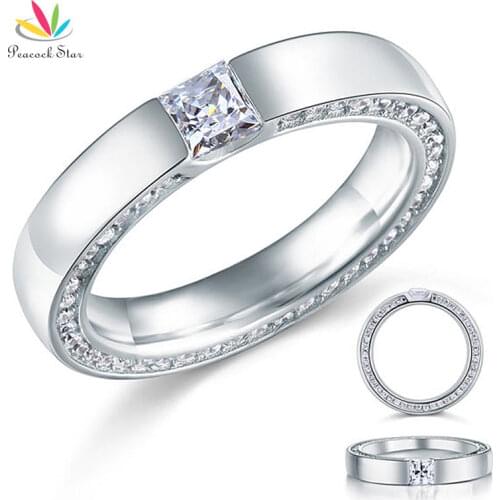 Peacock Star Princess Solid Sterling 925 Silver Wedding / Bridal Ring Band Jewelry CFR8074