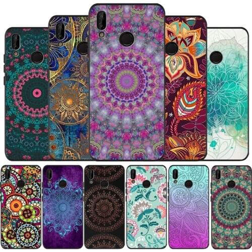 Mandala pattern black soft Phone Case for huawei P40 P30 P20 P10 Pro lite P9 Lite nova 4E 6SE Psmart 2019 Y6 9 Prime