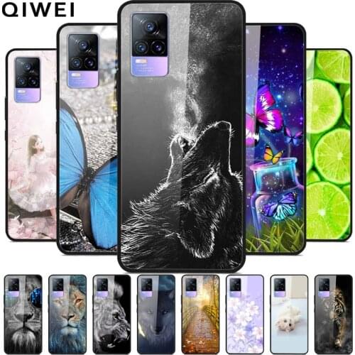 For Vivo V21e 4G Case Glass Hard PC Back Cover Phone Cases for Vivo V21E 6.44 Case Tempered Shells Fundas V 21 21E V21 E Coque