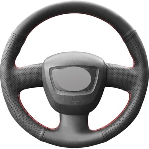 Black Artificial Leather No-slip Car Steering Wheel Cover for Audi A4 (B8) 2005-2012 A6 (C6) 2007-2011 Seat Exeo 2009-2012