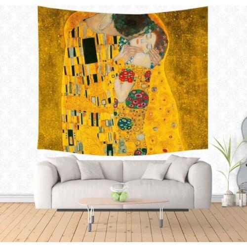 Gustav Klimt Work Printing Hanging Wall Tapestries Decorative Tapestry Customized Beach Towel Blanket Picnic Mat