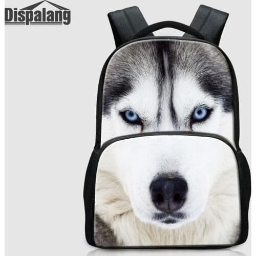 Dispalang Dog Husky Child School Backpacks Animal Wolf Tiger Printed Rucksack For Teenage Boys Primary Students Bookbags Mochila