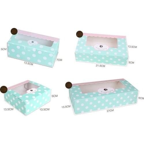 Blue Dot/brown Cookie Package Corrugated Kraft Cake Box with pvc window Chocolate Cake Muffin Biscuit packaging gift Box cheap