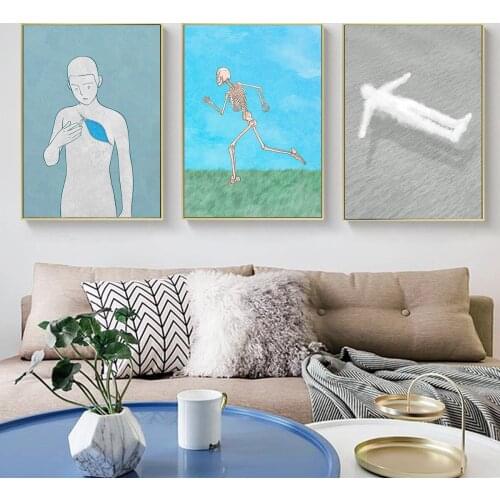 Human Skeleton Break the Arm Alternative Hanging Picture Poster Canvas Print Painting Wall Art Living Room Home Decoration