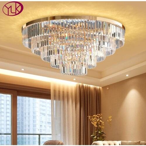New modern crystal chandelier for living room shiny gold ceiling/chain lighting fixture large luxury home decor cristal lamps