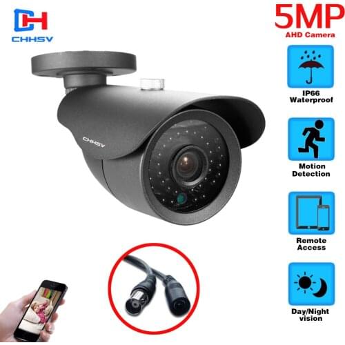 CHHSV New Super HD 5MP AHD Camera Waterproof 24pcs IR LEDS Security Camera AHD-5mp System Video Surveillance With Bracket
