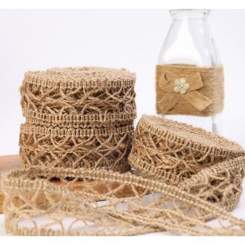 50m 4.5cm Natural Burlap Jute Rope Ribbons Burlap Lace Trim Wedding Ribbon for Crafts Gift Wrapping Wedding Party Decoration