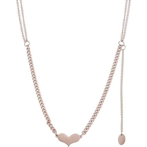 ONYSS Hot Selling Rose Gold Heart Multi Layers Stainless Steel No Stone Necklaces 2021