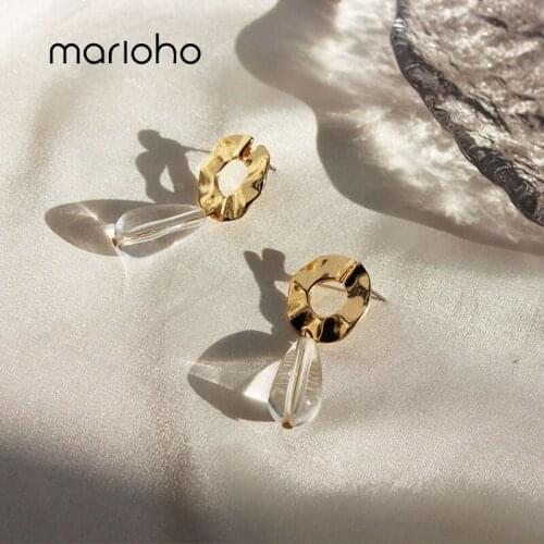 Marioho Lazy Retro Simple Circle Gold-plated Earring Bump Shape Temperament Rhinestones Earrings For Women Party Wedding Jewelry
