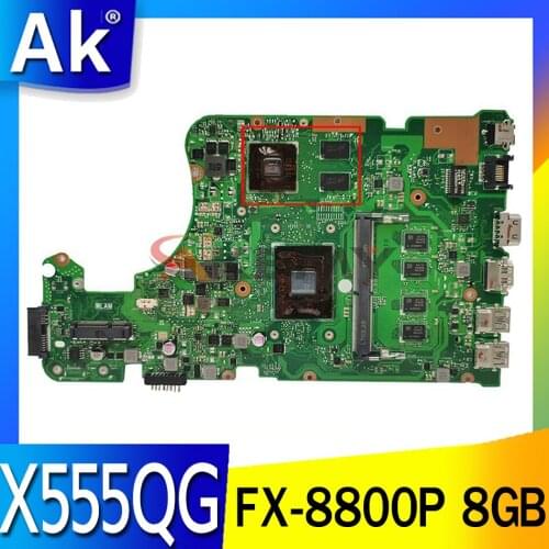 Akemy For ASUS X555YI X555YA X555D A555DG X555QG X555Y notebook mainboard motherboard FX-8800P CPU 8GB RAM 2G-GPU tested full ok