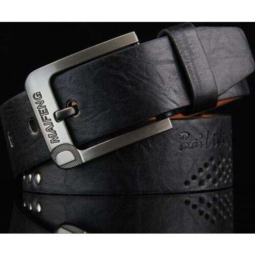 2021 Leather Belt Men Classic Pin Buckle Mens Belt Luxury Genuine Punk Rivet Waist Belt Vintage Metal Embossing Mens Belts Hot