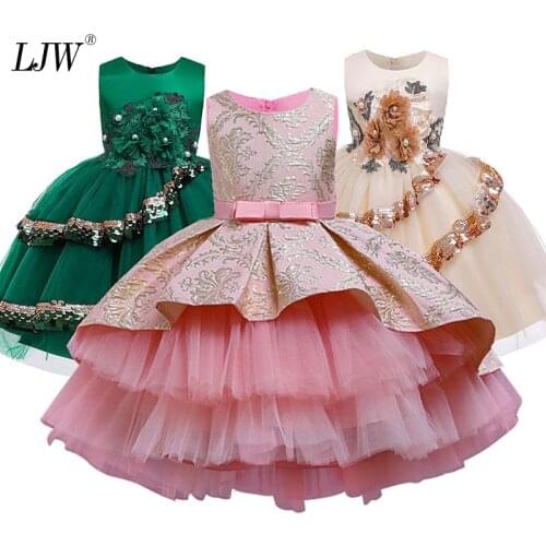 Kids Vestidos Flower Baby Girls Dress Opening Ceremony Clothing Tutu Court costume Party Elegant Wear Girls Princess Dress