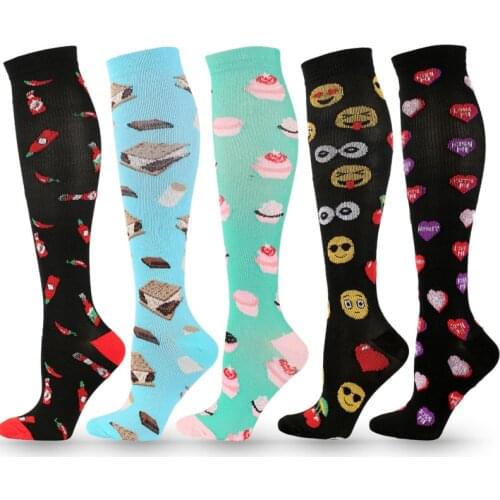 2021 New Style Personality Trend Mens Hip Hop Harajuku Kawaii Funny Exercise Smiley Love Chili Cake Print Compression Socks