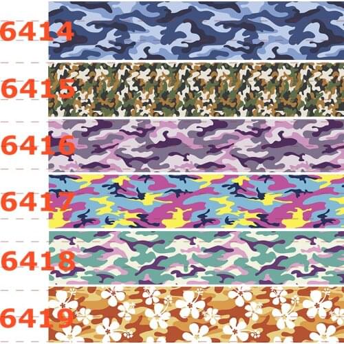 New 50 yards camo pattern colorful ribbon printed grosgrain ribbon 6414-6425