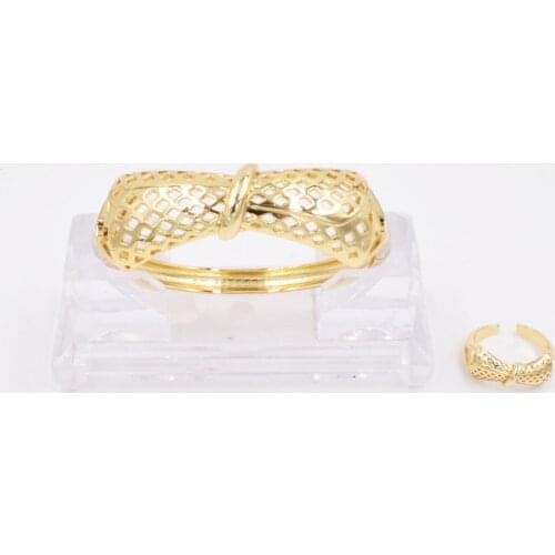 NEW High Quality Ltaly 750 Gold color Jewelry Set For Women african beads fashion Bracelet Ring jewelry