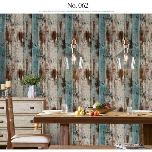 45x600cm PVC Self-Adhesive Waterproof Wall Sticker Vintage Wood Stripe Wallpaper for Living Room Bedroom Study Home Decor