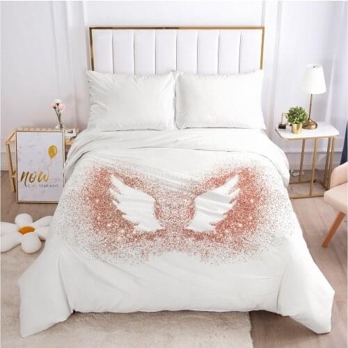 Pink Wings Bedding Set Girl 3d Scenery Bed Linen Quilt Duvet Cover Sets Home Textile Decor Twin Single Queen King Size Fantasy