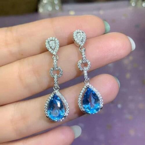 Natural And Real Topaz gemstone earrings S925 silver earrings women fashion earrings New year gift