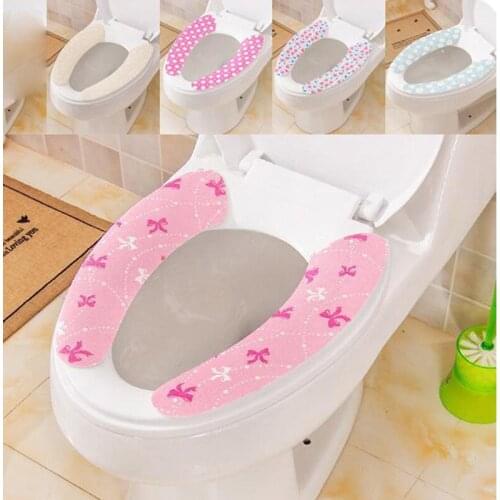 SRYSJS Toilet Seat Super Practical Paste Toilet Seat Cover Candy-colored Thick Cotton Use Can Be Washed Repeatedly