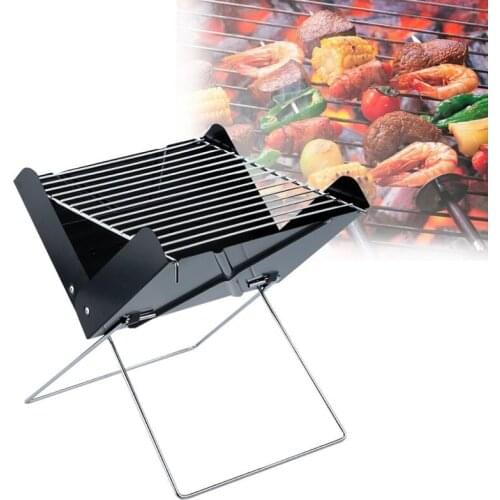 Foldable Barbecue Grill Household Grill Outdoor Travel Portable With Stainless Steel Thick Folding Charcoal Grill Convenient 1pc