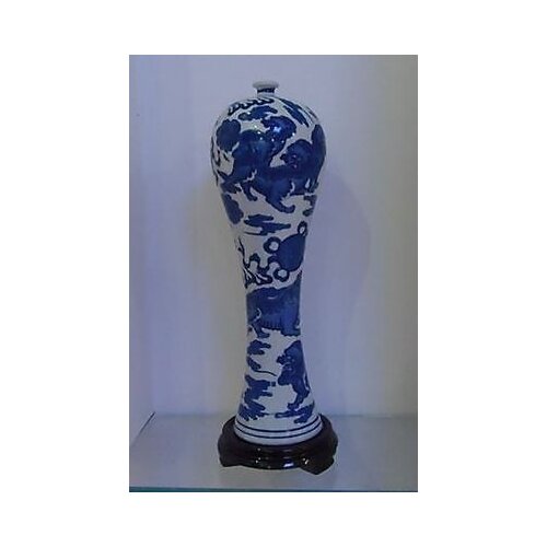 Old Collectible Handwork JINGDEZHEN Porcelain Painting Lion Lucky High Vase
