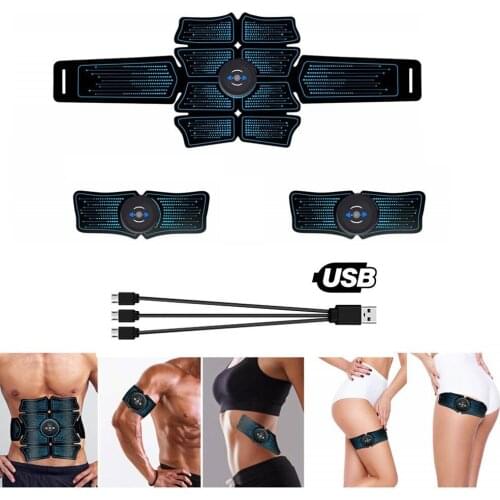 USB Recharge ABS Electric Trainer Wireless Abdominal Muscle Stimulator EMS Smart Fitness Training Massager Body Slimming Belt