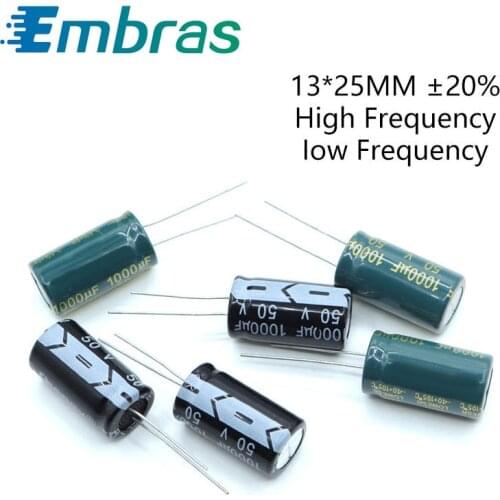 5Pcs 13*25 High Frequency Low ESR Aluminum Electrolytic Capacitor Kit 100V 50V 25V 16V 4700UF 3300UF Full Values Assorted Set