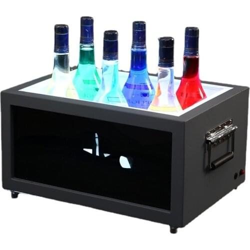 High Quality Metal LED Ice Bucket Modern Square Champagne Ice Bucket with Handle