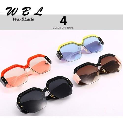 WarBLade 2019 Classic Fashion Half Frame Women Square Sunglasses Vintage Men Blue Integrated Tinted Lens Shades UV400