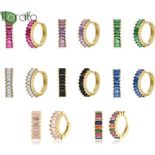 Bohemia Earrings for Women Simple 925 Sterling Silver Huggies Hoops Earrings Classic Charming Crystal Earrings Christmas Gift