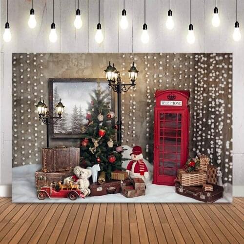 Winter Snow Merry Chriatmas Photo Booth Background Newborn Kids Portrait Photography Backdrop Christmas Photocall Toys Lights