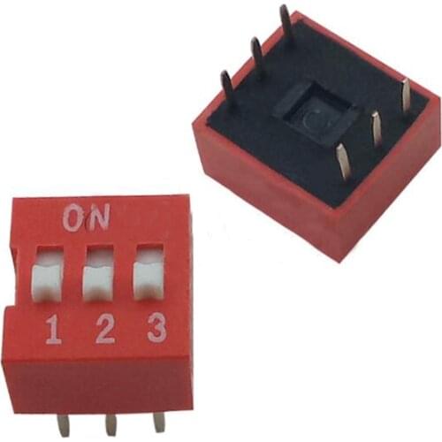 10PCS DIP Switch 3 bit Way 2.54mm Toggle Switch Red Snap Switch Wholesale Electronic
