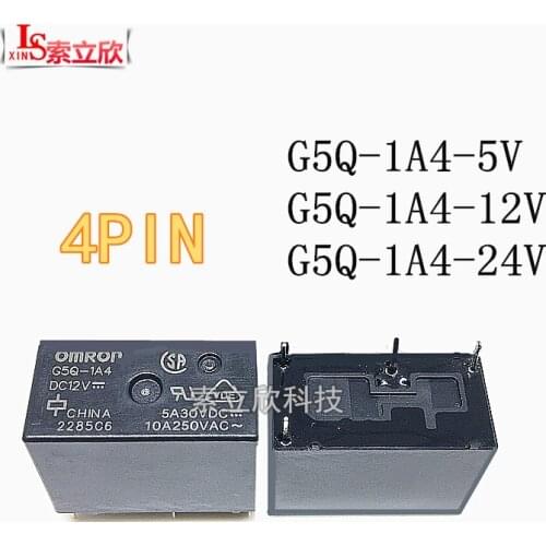 10pcs/lot New power Relay G5Q-1A4-5V DC5V G5Q-1A4-12V G5Q-1A4-24V G5Q-1A4 12VDC G5Q1A4 DC12V 10A 4pin 100%Original