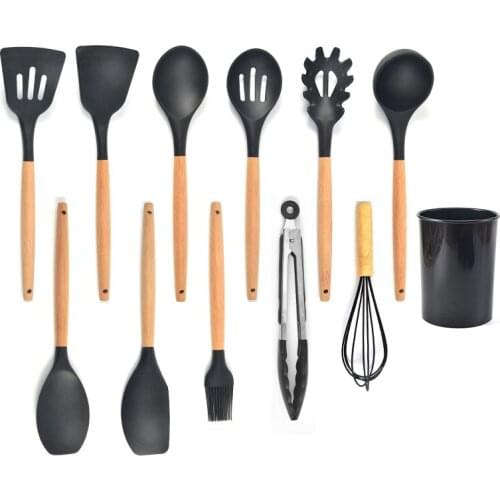 11pcs/set Silicone Kitchenware Kitchen Set Soup Spoon Egg Beater Non-stick Kitchen Accessories Cooking Tools Camping Home Tool