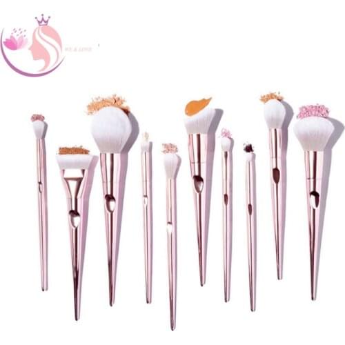 2021 10Pcs Makeup Brushes Tool Set Pink Color Powder Eye Shadow Foundation Blush Blending Make Up Brush beauty tool Hot Sales