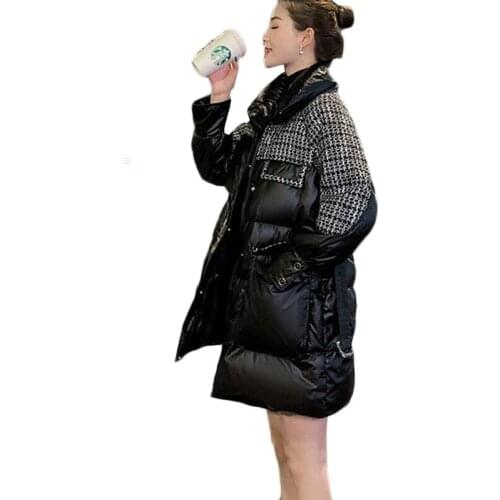 2021 Winter Warm Bright Face Down Cotton Jacket Female New Korean Thicke Long Cotton Jacket Loose Fashion Casual Parka Overcoat