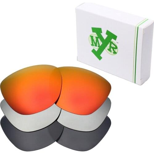 3 Pairs Mryok Anti-Scratch POLARIZED Replacement Lenses for Oakley Frogskins Sunglasses Black & Silver Titanium & Fire Red