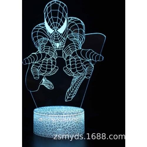 Disney Spider-Man Peter Parker 3D 7/16 Color Night Light LED Table Lamp Bedside Lamp Childrens Toy Decoration Birthday Gift