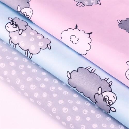 50*40cm Cotton Fabric Sheep Cartoon Patterns For Sewing Dresses Kids Craft Materials Quilted Trousers Women Children Purses Bags