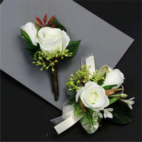 6Pcs/Lot 2020Years White Corsage&wrist flowers Bridesmaids decorate Corsage wrist flowers Party ceremony ladies wrist flowers