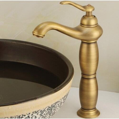 Free shipping Luxury Higher antique bathroom basin mixer tap with deck mounted bronze bathroom basin sink water mixer taps