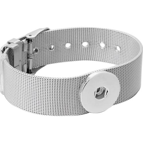 2019 New Stainless Steel Bracelets Snap Button Bracelets 18mm Snap Bracelet Cuff Bangle for Women Couple Bracelets Snap Jewelry